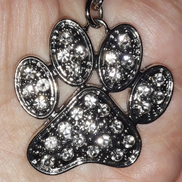 NWOT Rhinestone 2 sided PAW PRINT Key Ring / Chain - Picture 8 of 8